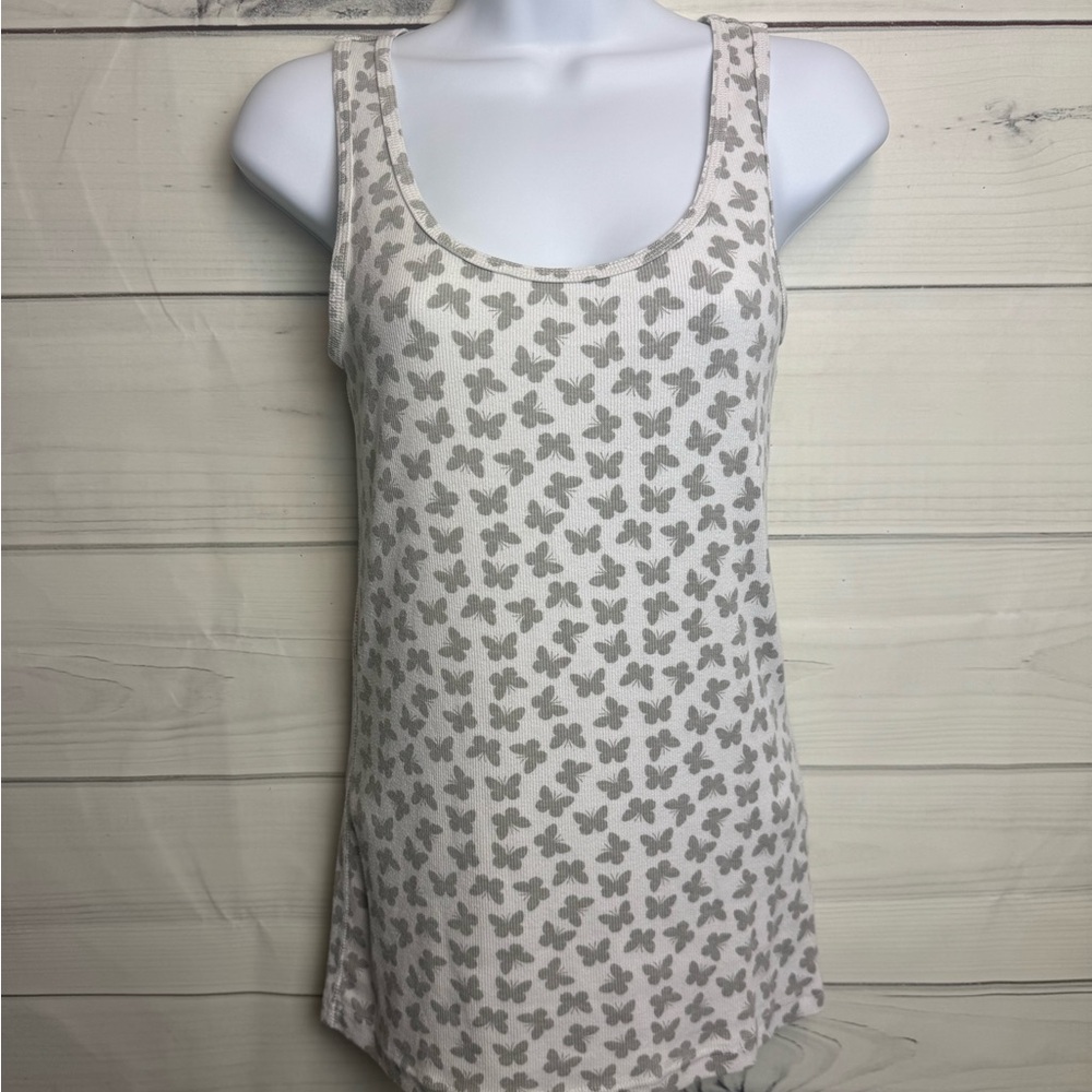 Faded Glory Gray Butterfly Print Women's Tank Top